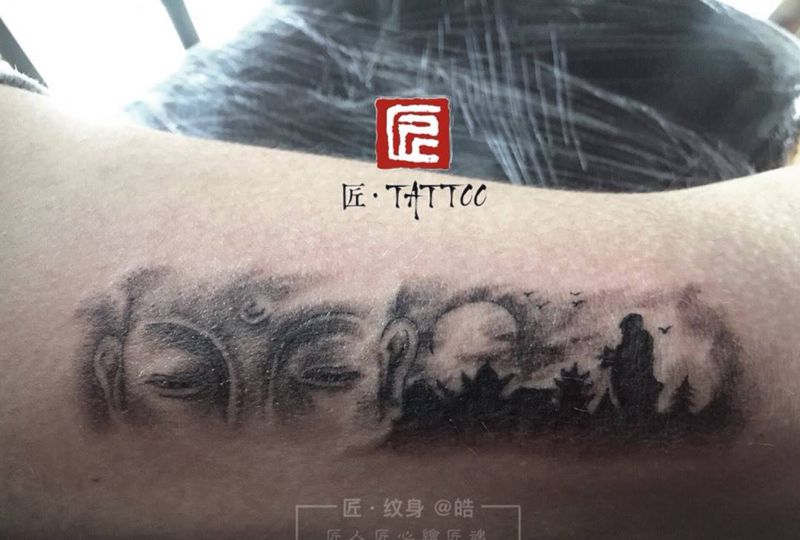 客人自帶圖纹身图片_成品手臂写实人物宗教鬼神纹身图案