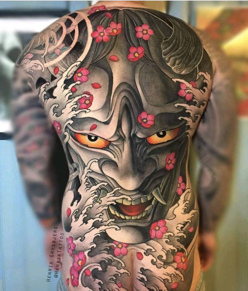 般若满背纹身图片_背部老传统纹身图案