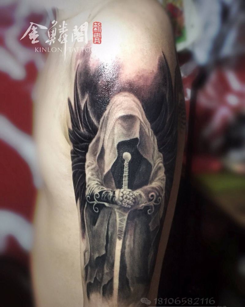 死神花臂，未完待续纹身图片_手臂欧美写实纹身图案