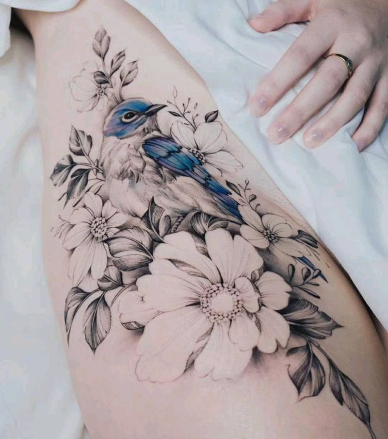 性感素花纹身图片_腿部腰部小清新纹身图案