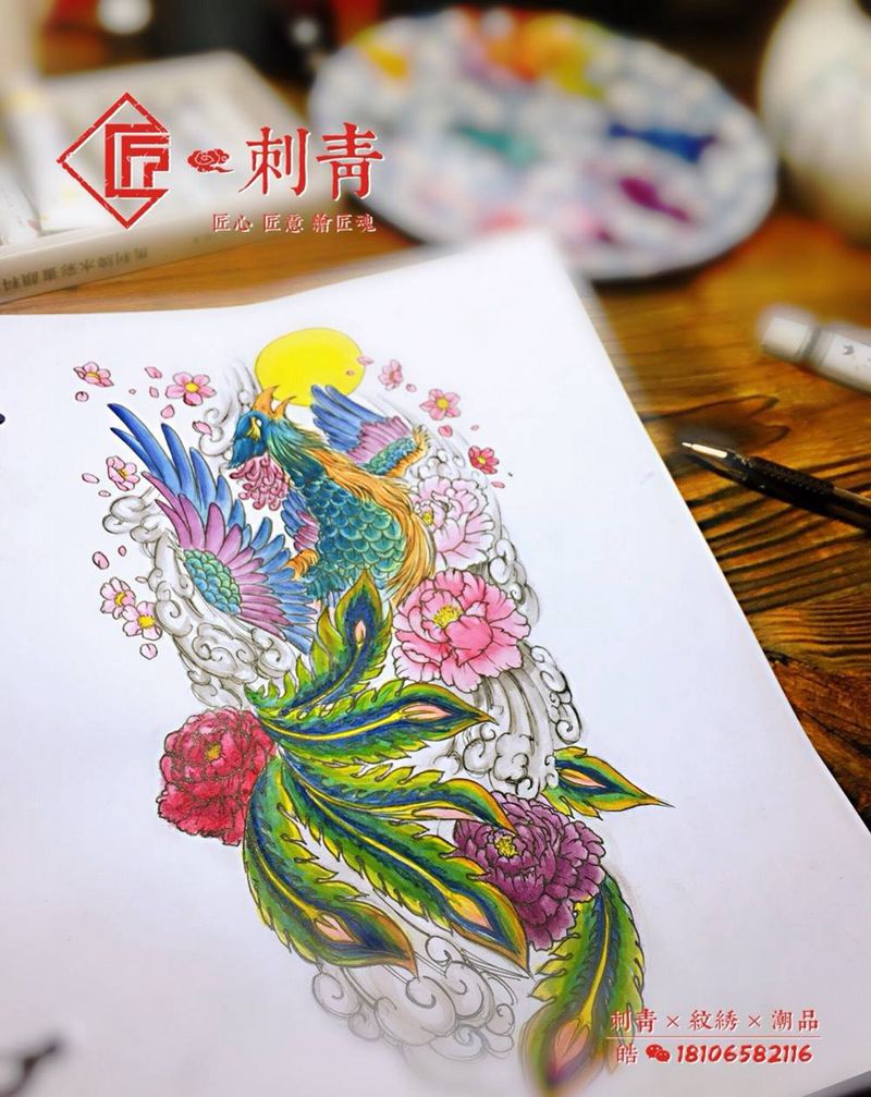 定制的满背稿纹身图片