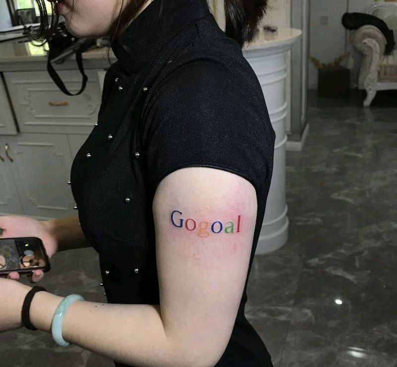 彩色英文纹身图片_手臂水彩小清新纹身图案