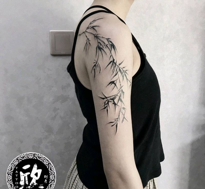 竹子纹身图片_手臂纹身图案