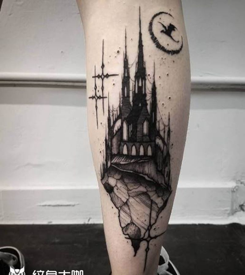 几个何纹身图片_腿部几何纹身图案