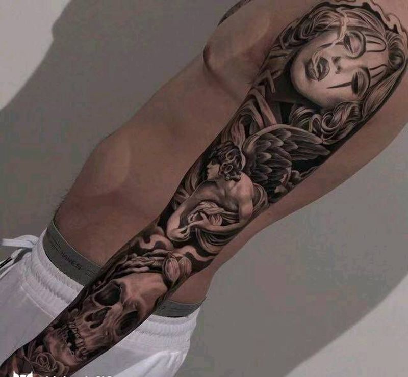 欧美写实花臂纹身图片_手臂欧美写实纹身图案