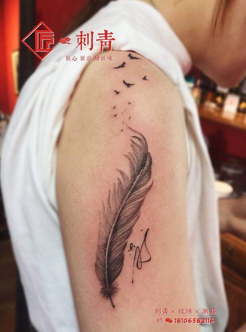 羽纹身图片