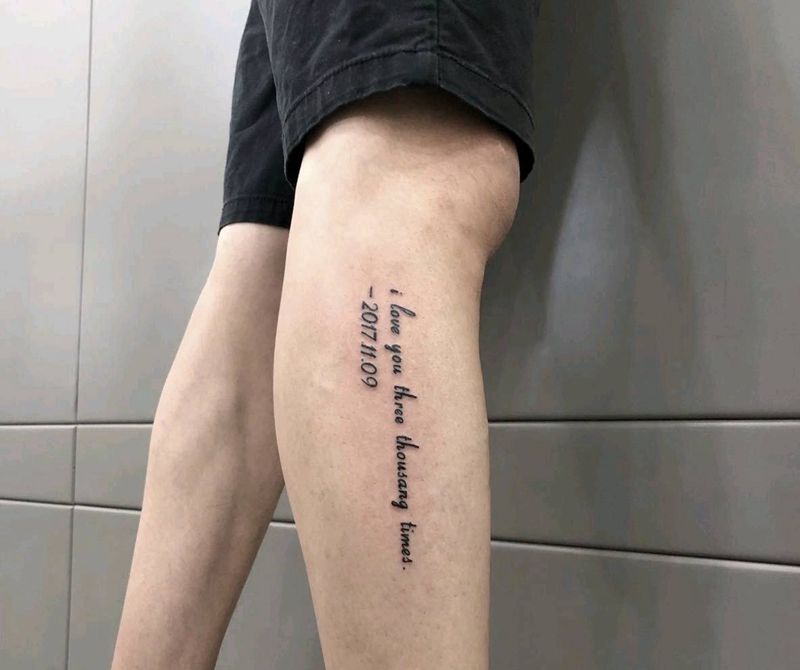 英文纹身图片_腿部小清新纹身图案