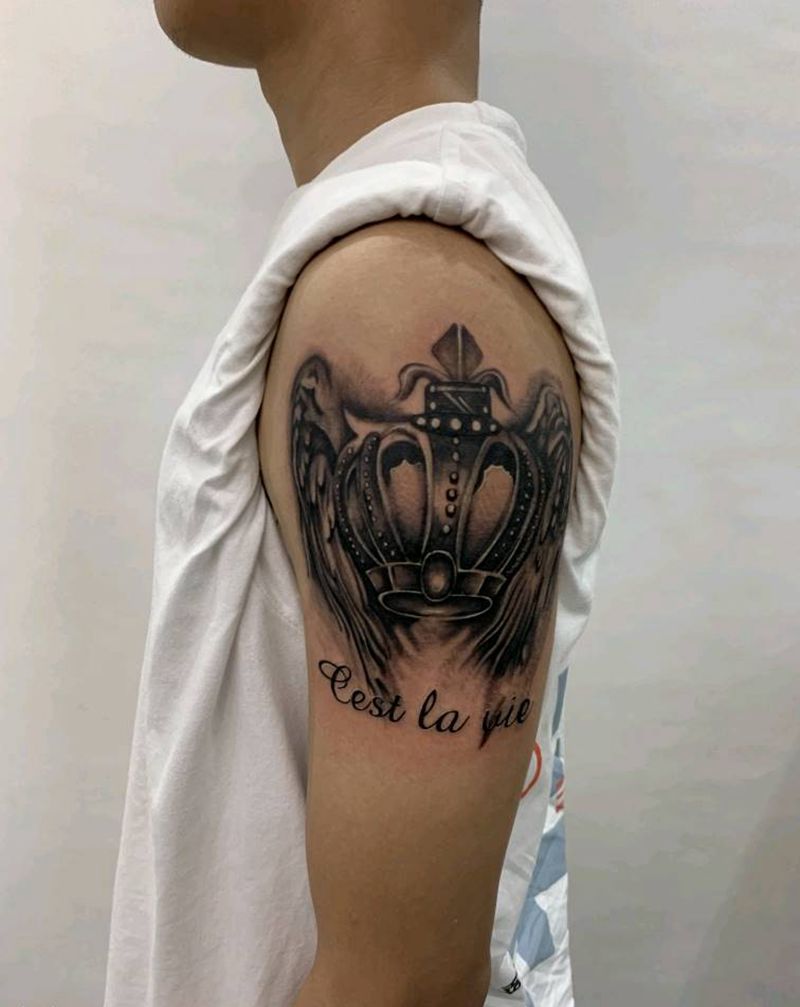 皇冠纹身图片_手臂欧美写实纹身图案