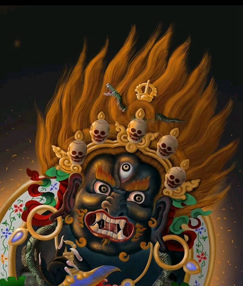 大黑天手稿纹身图片_背部老传统纹身图案