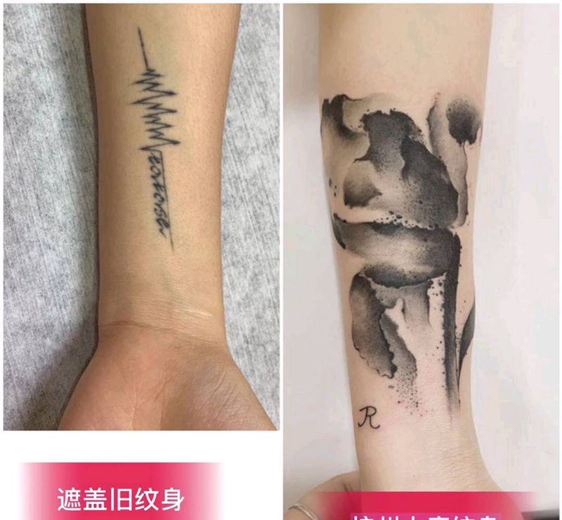 遮盖纹身图片_手部水墨纹身图案