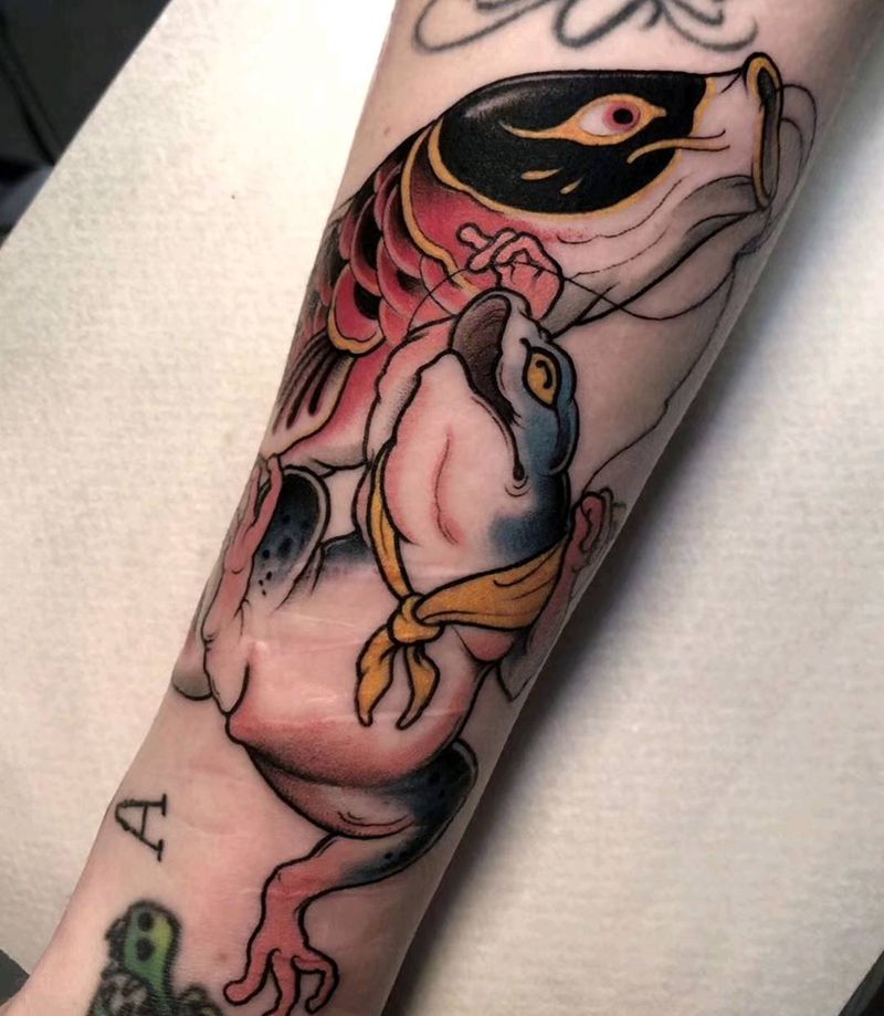 new school纹身图片_腿部New School水彩纹身图案