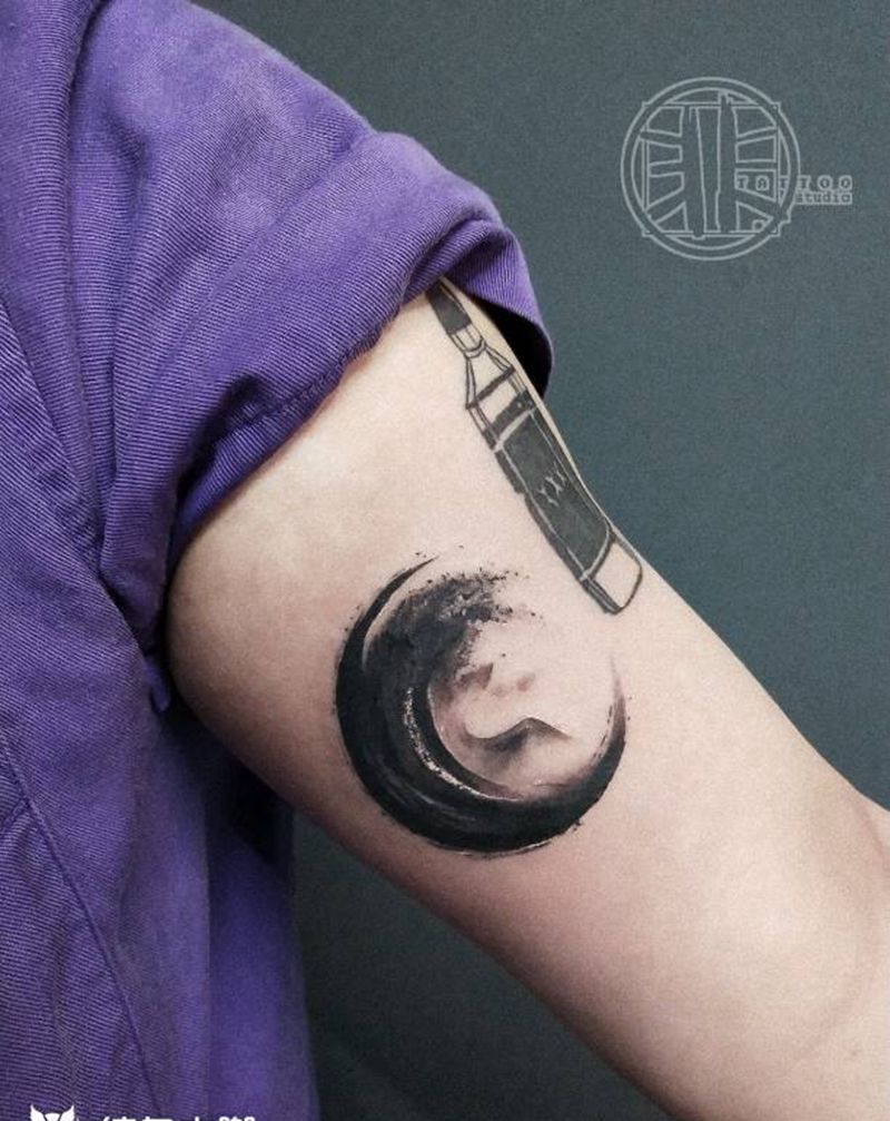 水墨纹身图片_手臂水墨水彩中国风纹身图案