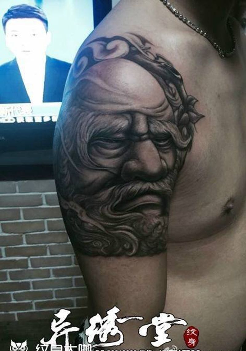 达摩纹身图片_成品手臂肖像传统人物宗教原创纹身图案