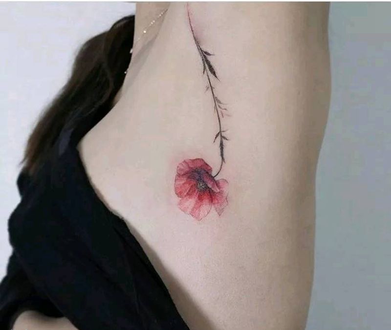 彩色素花纹身图片_手部胸部水彩水墨纹身图案