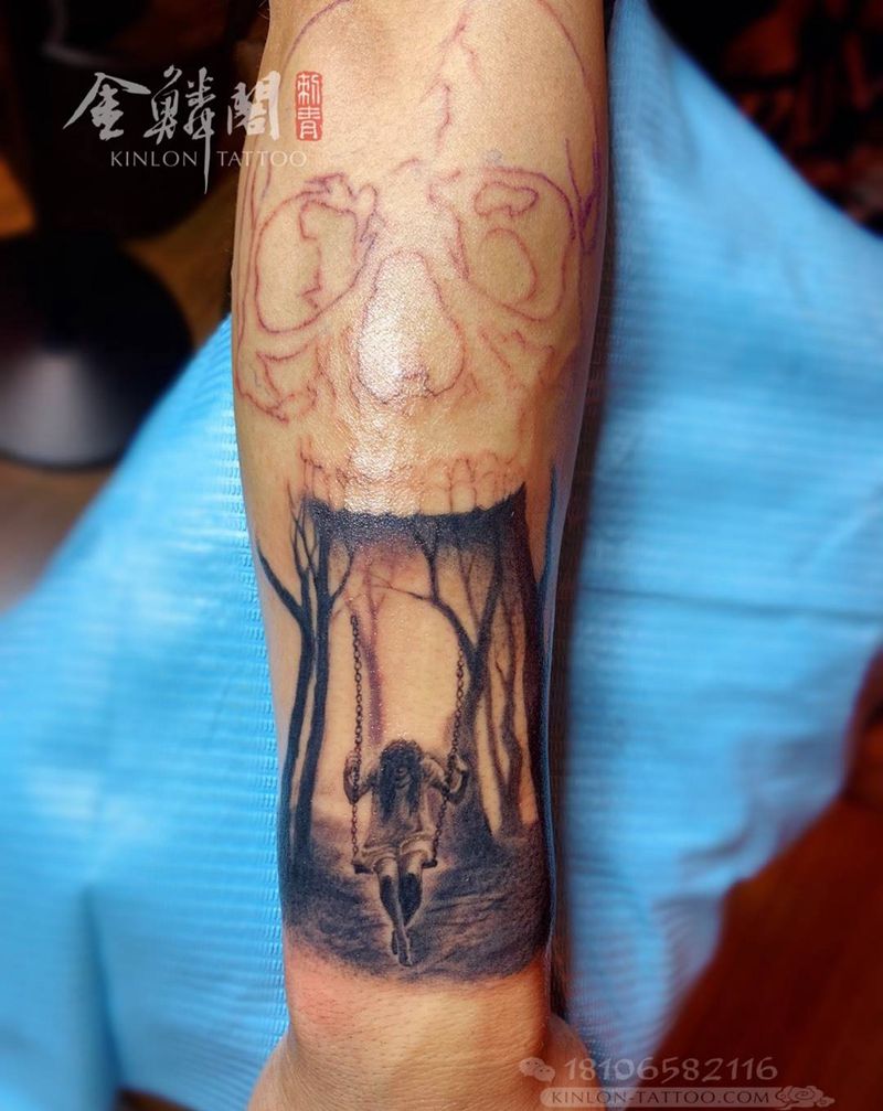 欧美写实暗黑系花臂纹身图片_手臂欧美写实纹身图案