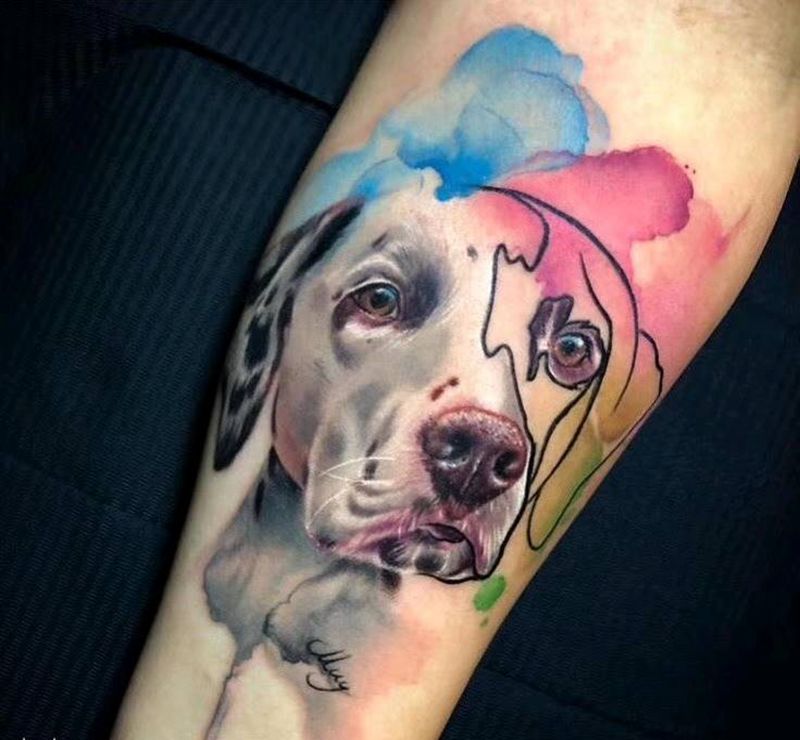 水墨版宠物纹身图片_手部水彩小清新 泼墨纹身图案