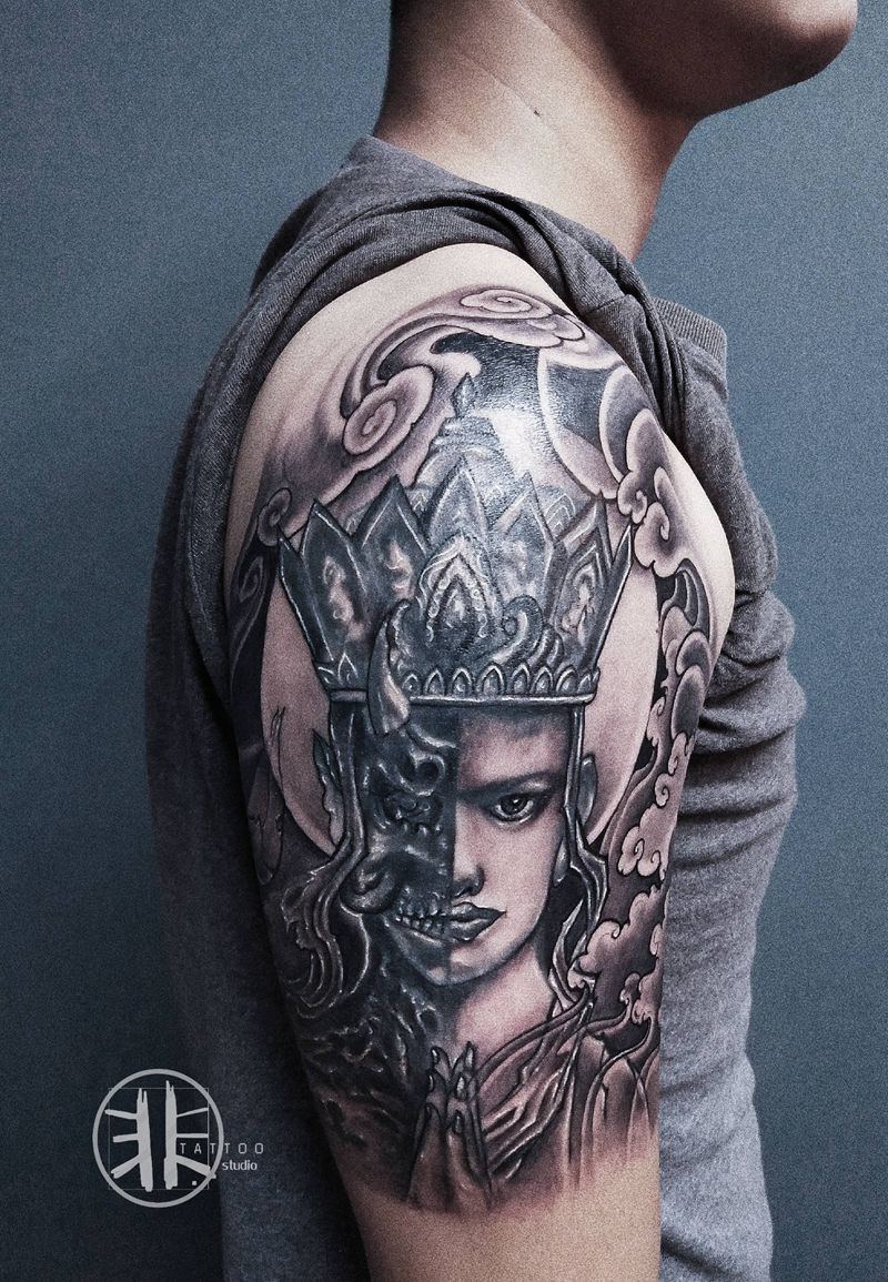 一念之间添加修改旧纹身纹身图片_肩部手臂新传统纹身图案