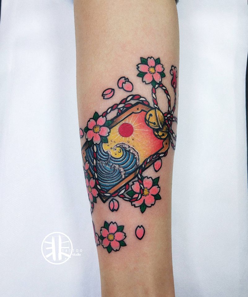 御守 福袋纹身图片_手臂New School御守福袋纹身图案