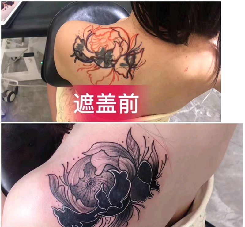 旧纹身遮盖纹身图片_肩部新传统纹身图案