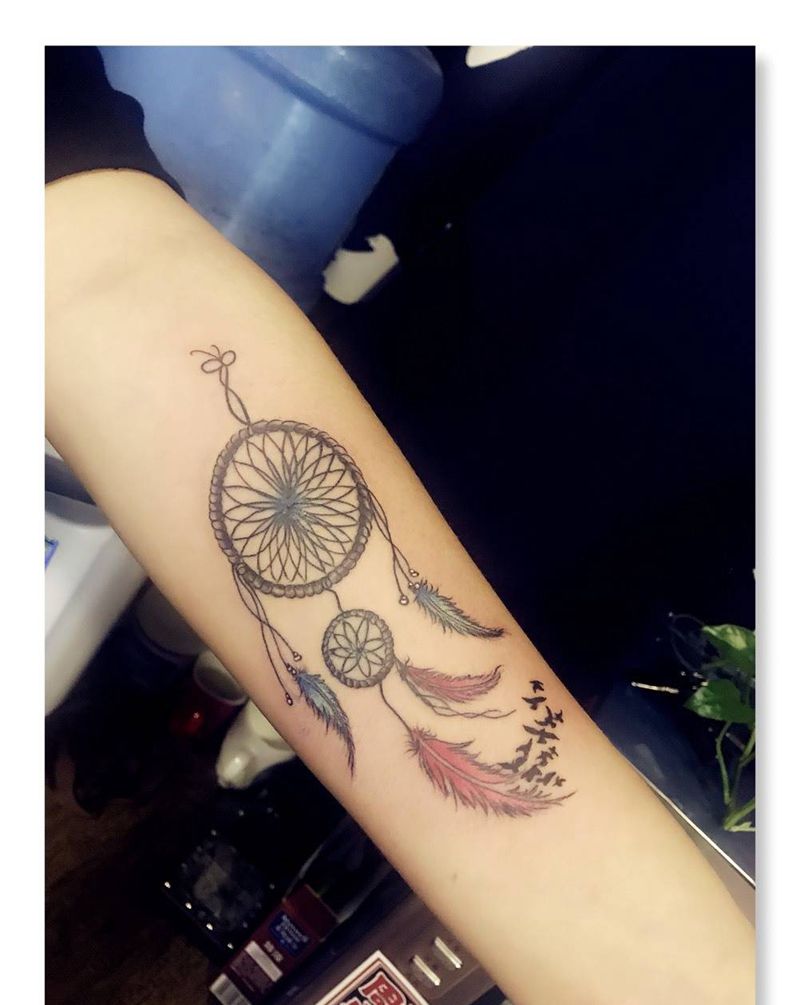 雕卓小乔作品纹身图片_手臂捕梦网小清新纹身图案