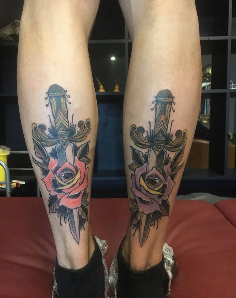 两把剑纹身图片