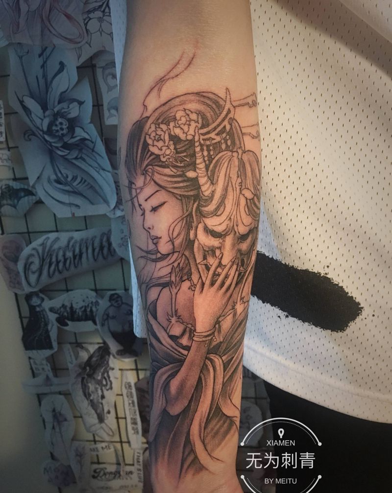 艺妓纹身图片_手臂纹身图案