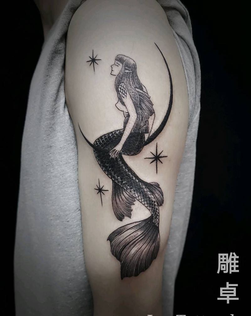 美人鱼纹身图片_手臂Old SchoolNew School美人鱼纹身图案