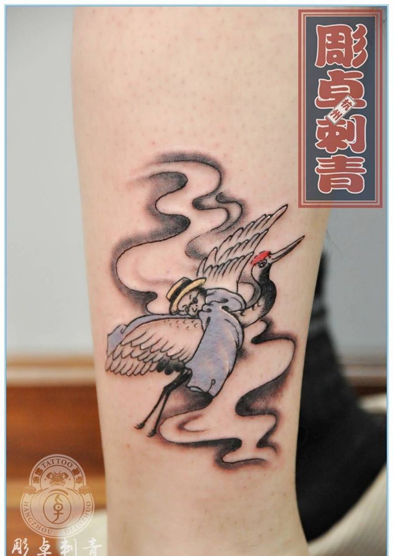 鹤纹身图片_成品传统清新人物动物原创杭州鹤纹身图案