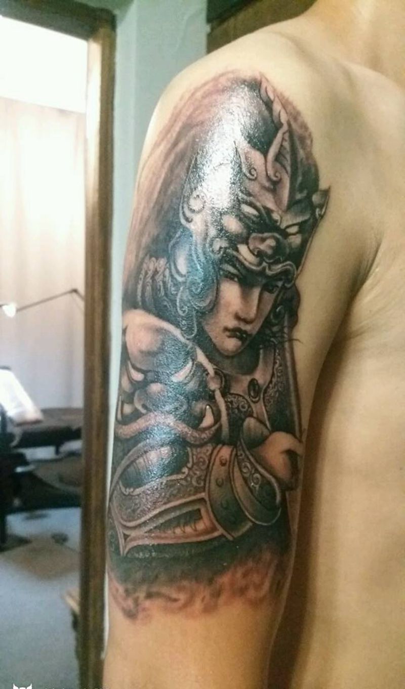 常胜将军纹身图片_肩部手臂传统写实人物原创纹身图案