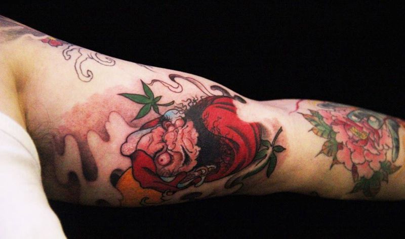 达摩纹身纹身图片_成品手臂传统清新人物宗教纹身图案