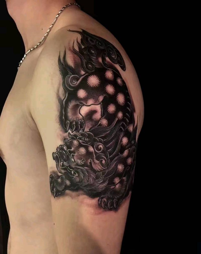 唐狮纹身图片_手臂纹身图案