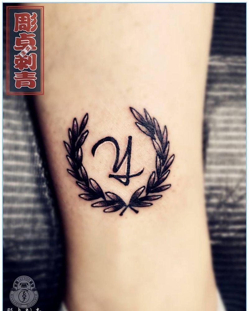 脚踝英文纹身图片_成品腿部脚部清新字符植物英文纹身图案