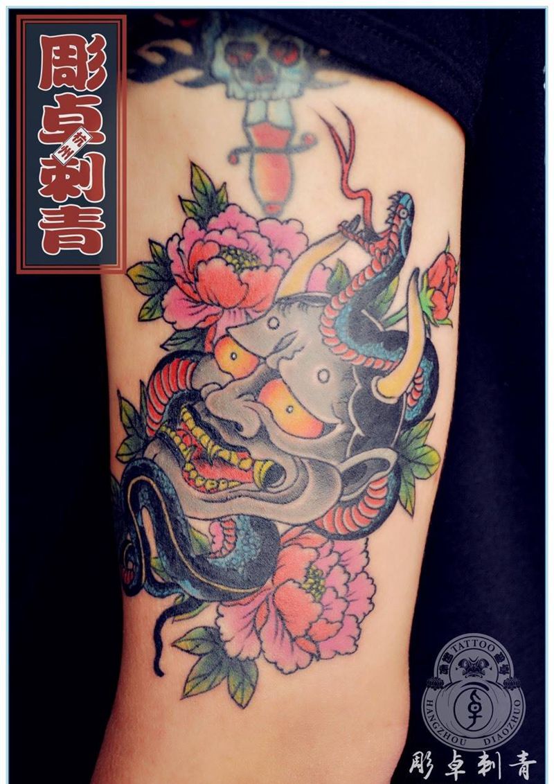 般若纹身图片_成品手臂欧美传统杭州般若纹身图案