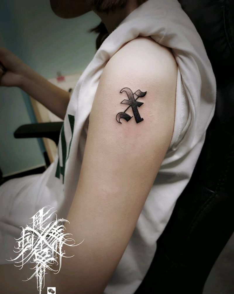 X纹身图片_手臂花体字纹身图案