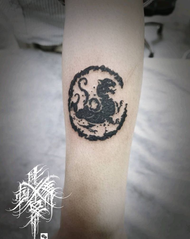 虎符遮盖纹身图片_手臂水墨老传统纹身图案