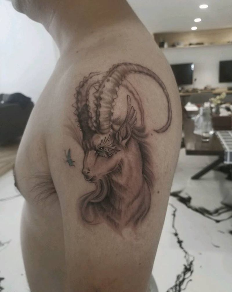 羊头纹身图片_手臂纹身图案