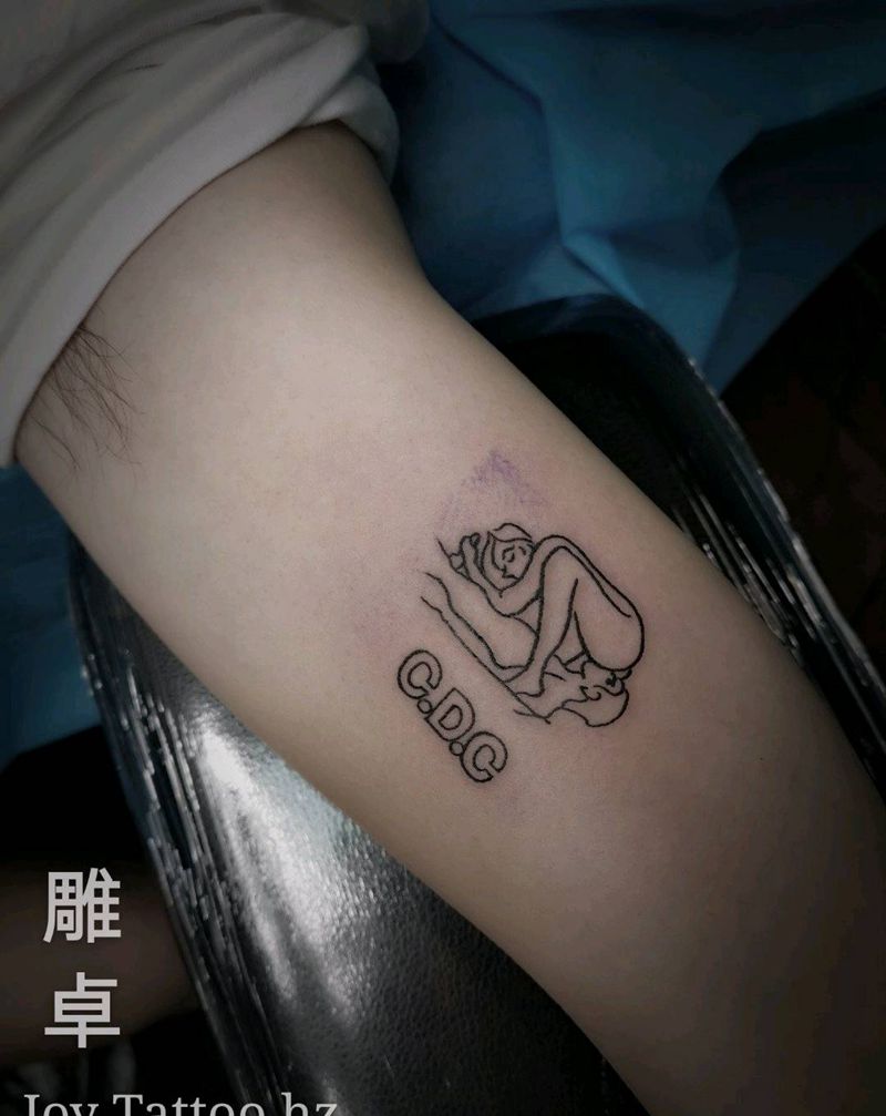 吃大餐纹身图片_手臂几何小清新纹身图案