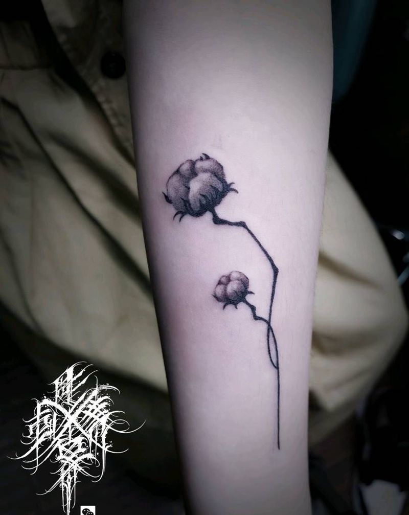 棉花纹身图片_手臂小清新纹身图案