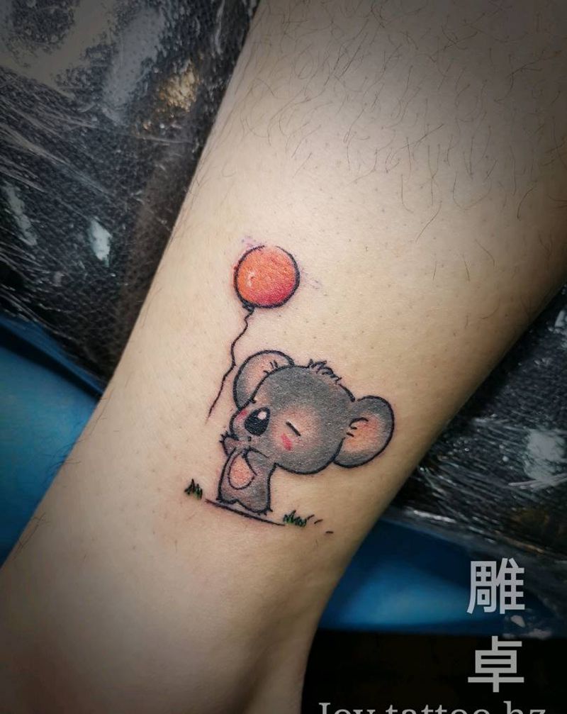 考拉纹身图片_腿部考拉纹身图案