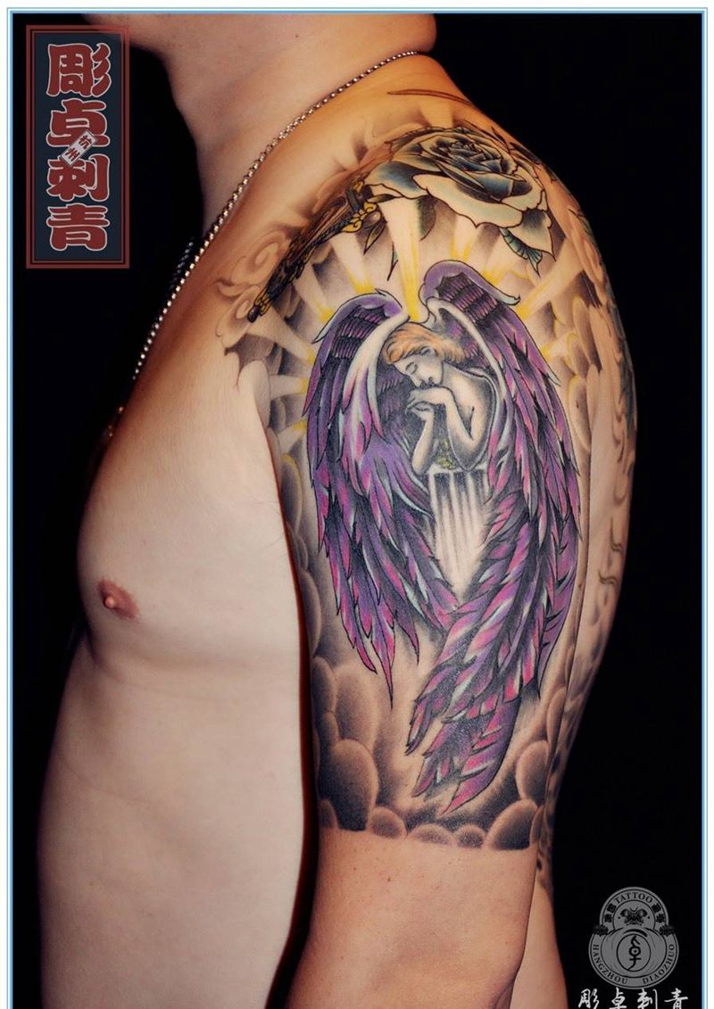修改添加纹身图片_成品手臂欧美人物宗教玫瑰上帝之眼纹身图案