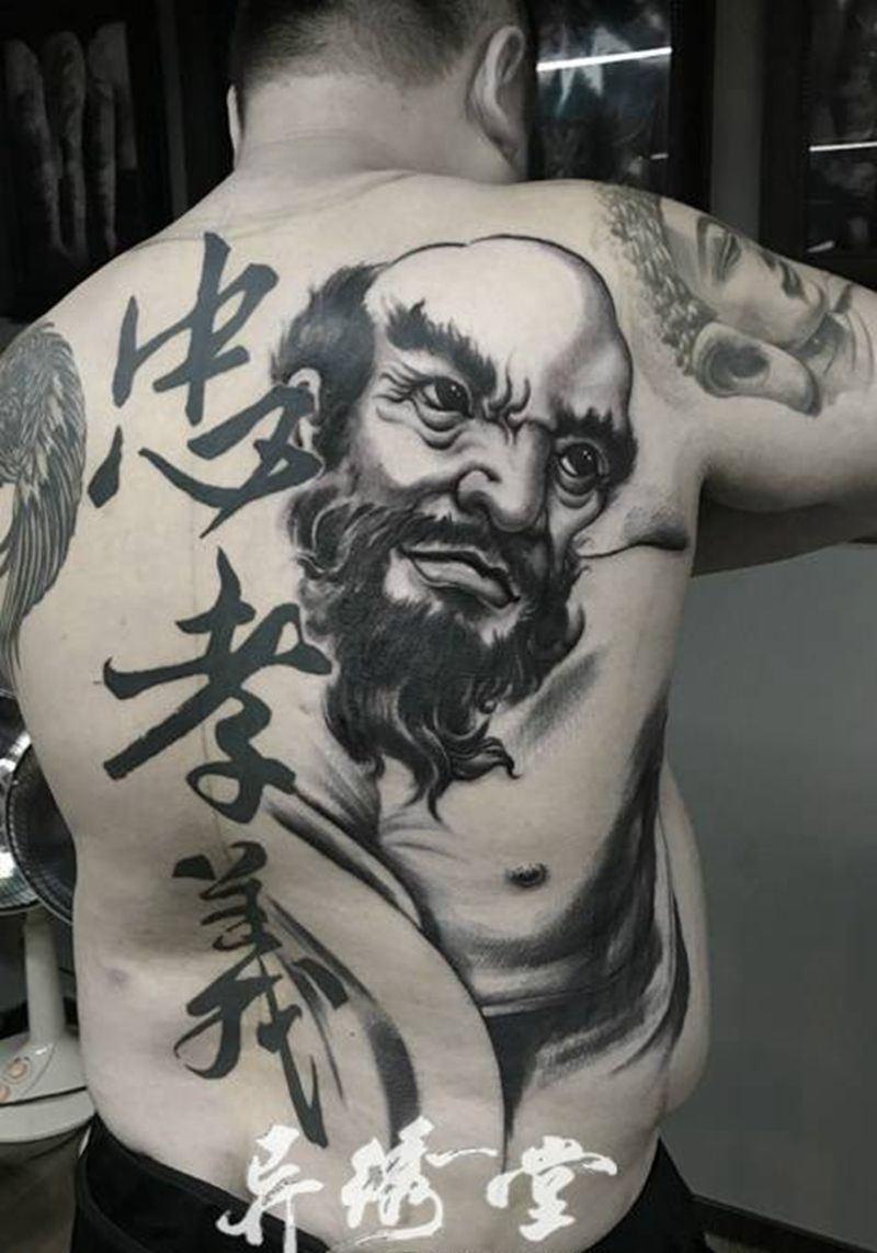 罗汉纹身纹身图片_欧美传统习俗肖像清新国画贴纸几何字符纹身图案