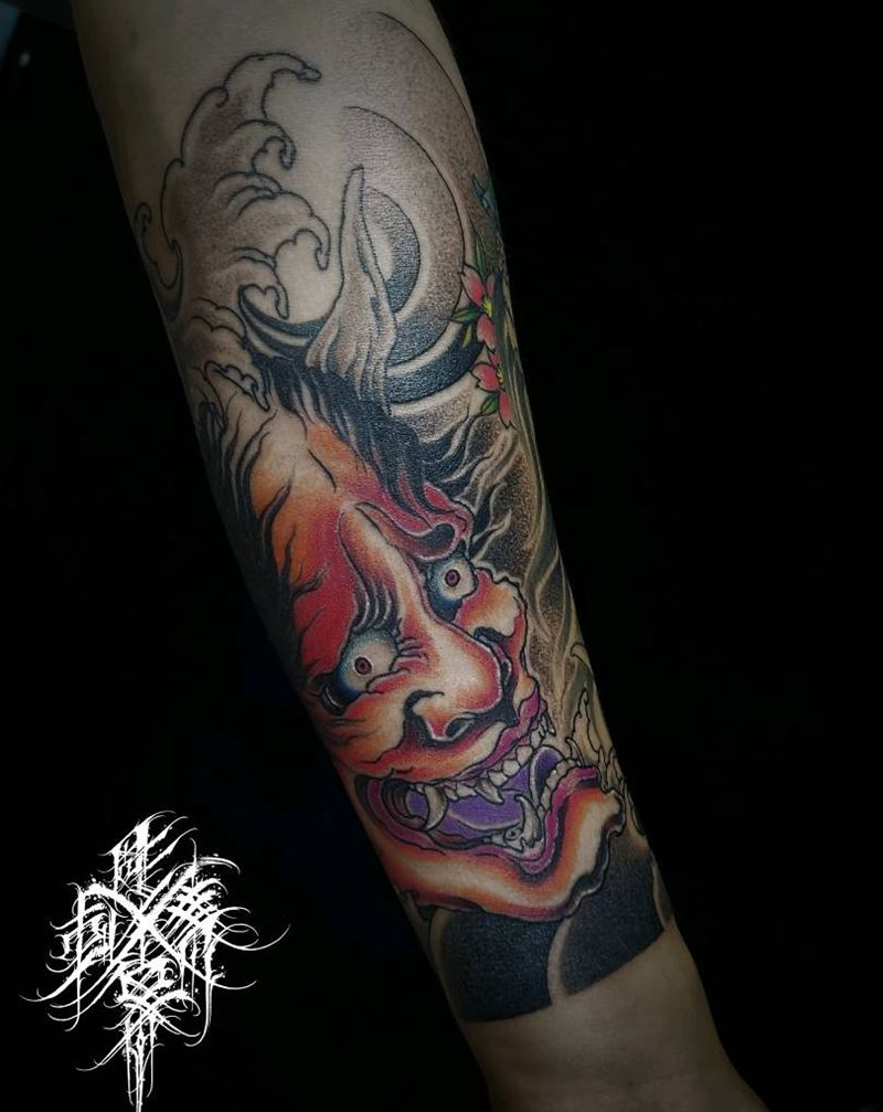 般若纹身图片_手臂老传统般若纹身图案