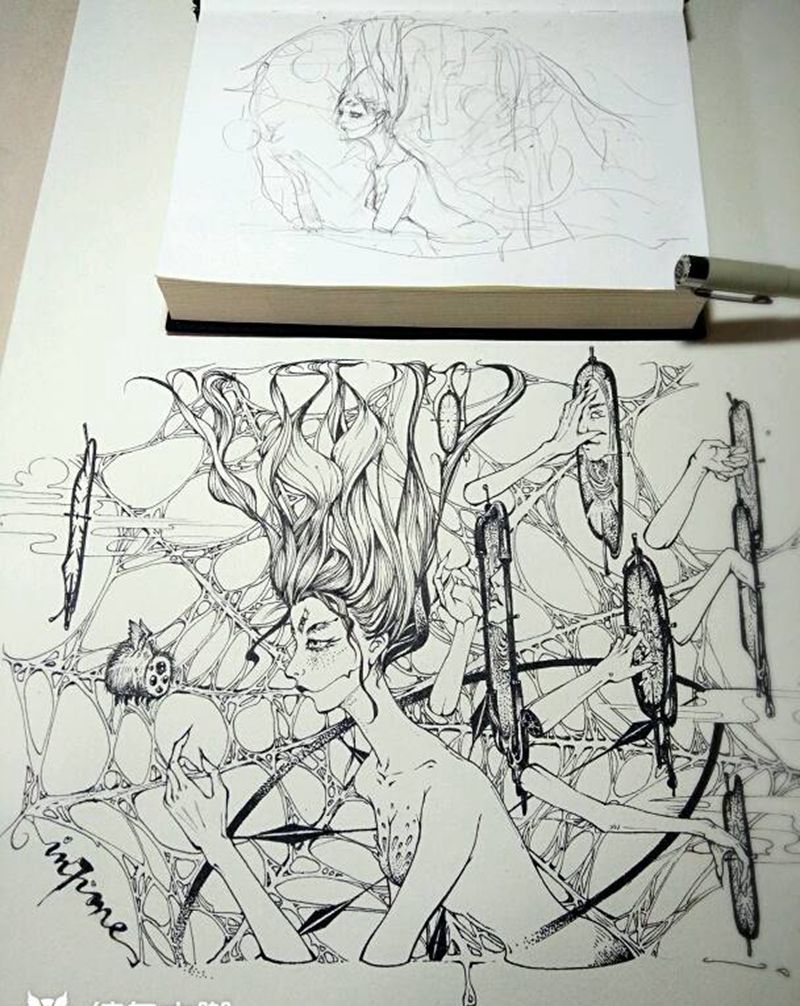 蜘蛛女纹身图片