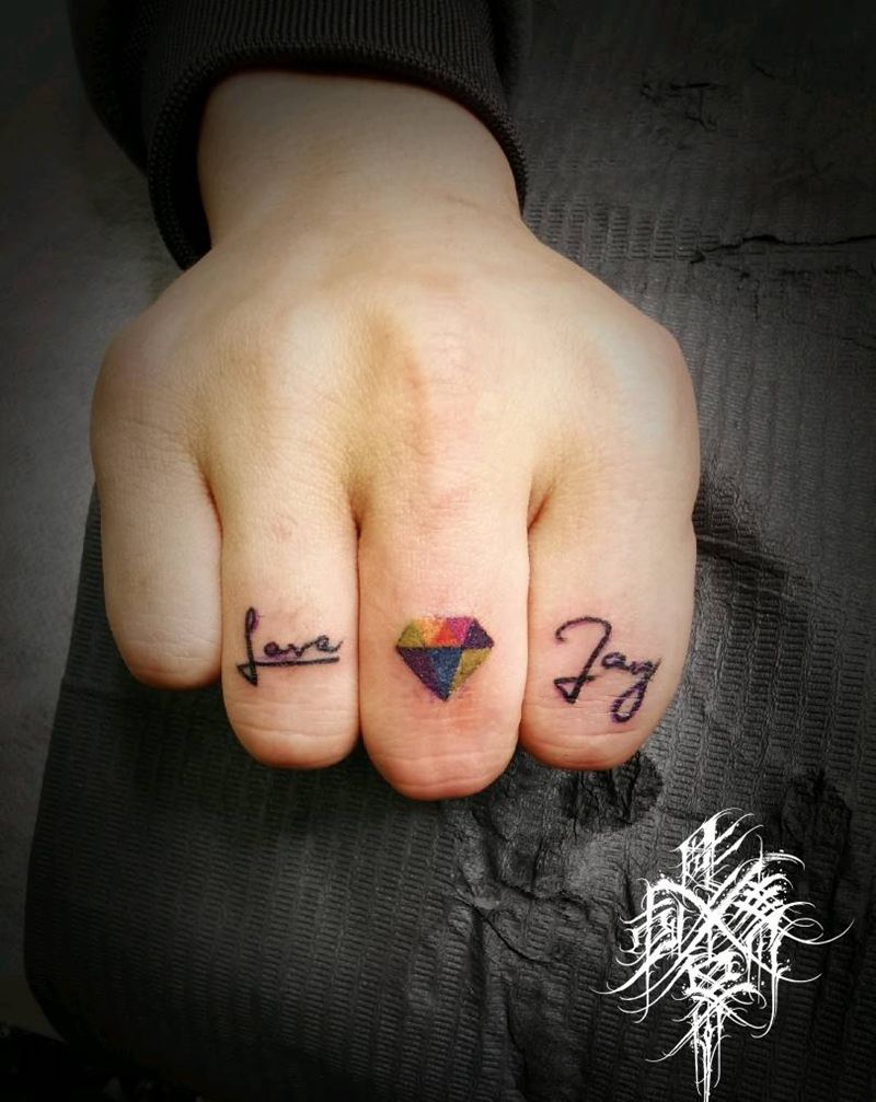 手指小清新纹身图片_手部几何纹身图案