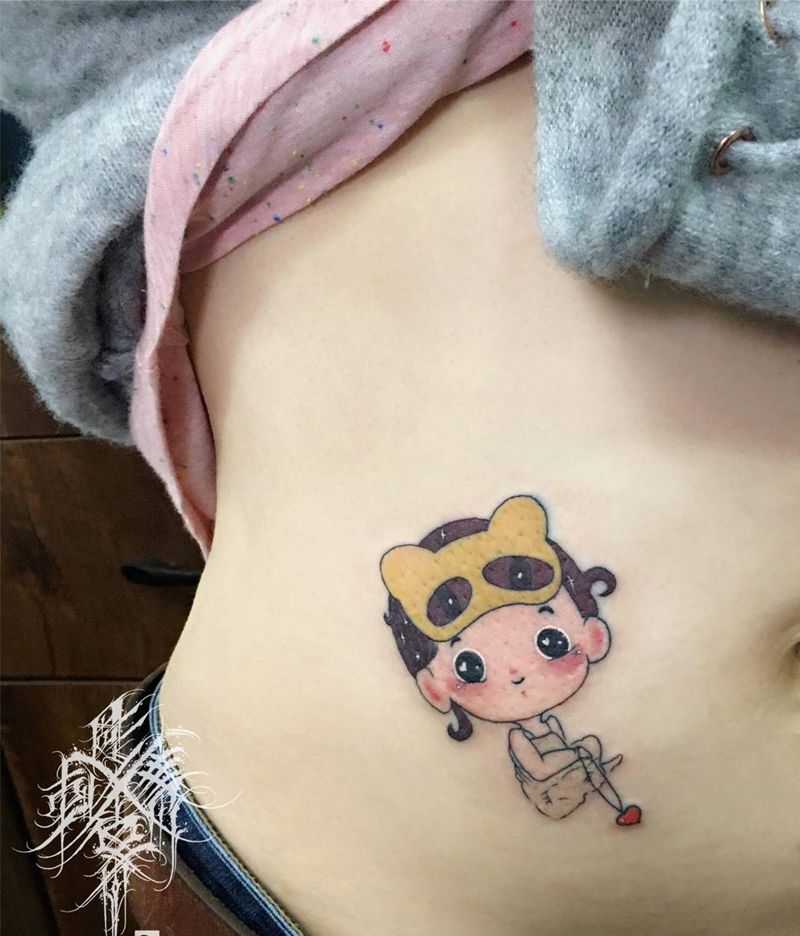 腹部女儿卡通画纹身图片_腹部卡通纹身图案