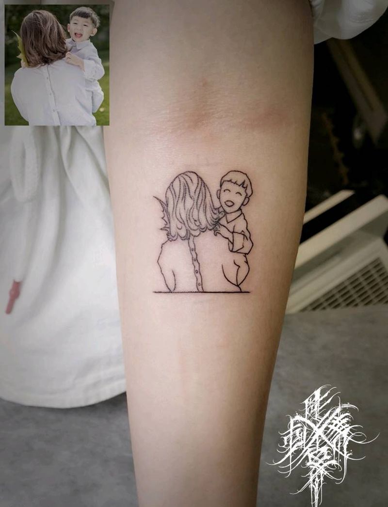 简笔画线条纹身图片_手臂简笔画纹身图案