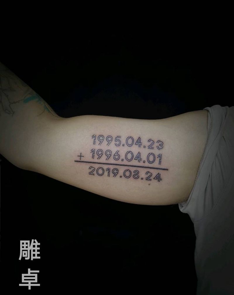 一家三口生日纹身图片_手臂花体字数字纹身图案
