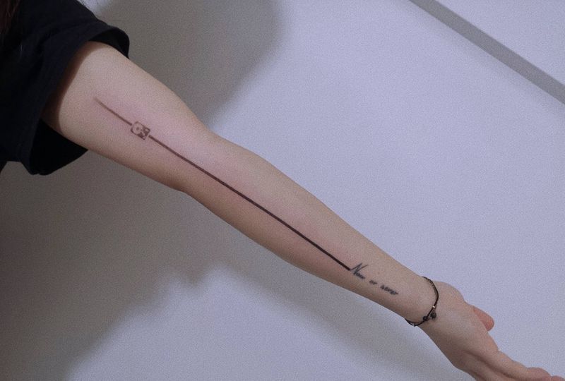 直线纹身图片_几何直线纹身图案