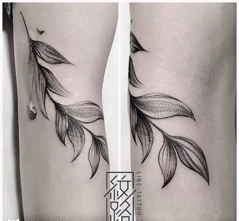 叶饰纹身图片