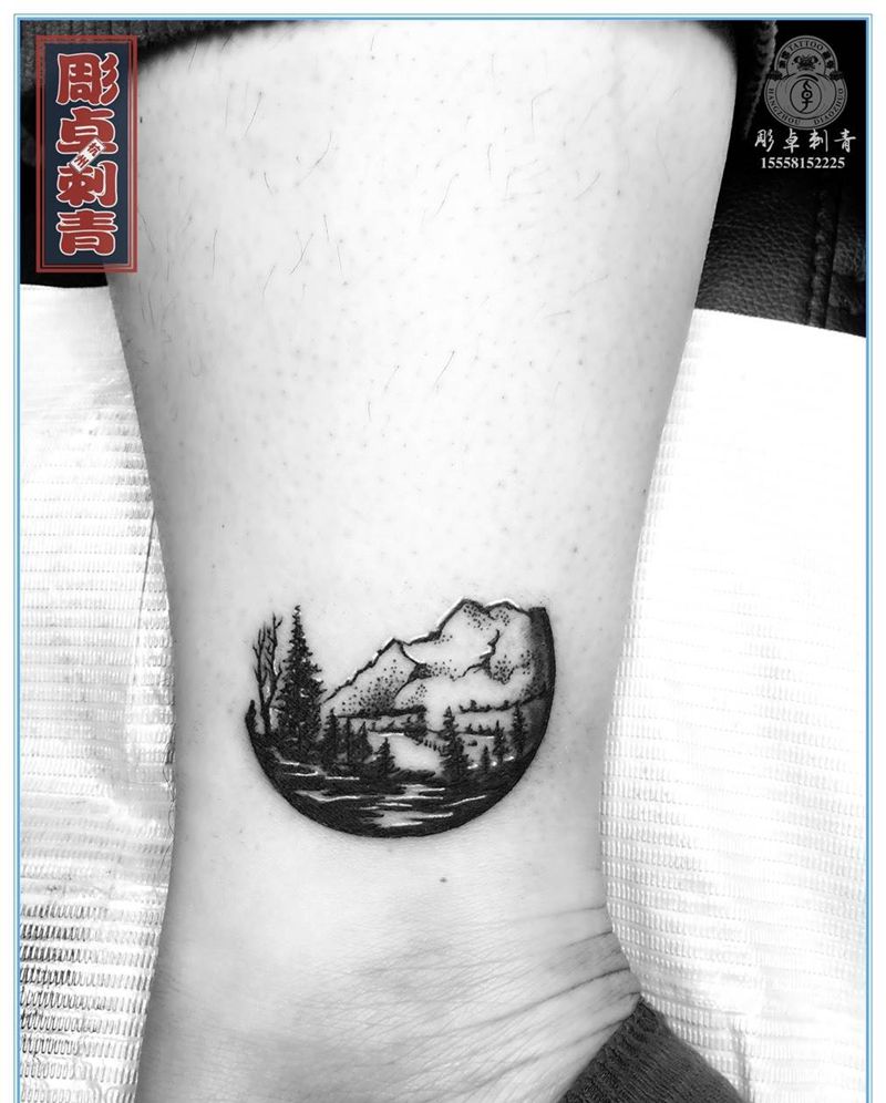 脚踝小清新纹身图片_成品腿部清新静物纹身图案